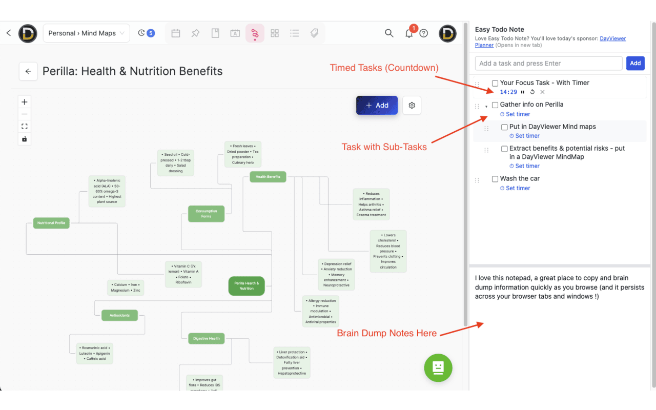 Easy Todo Note Chrome side panel todo list with countdown timer